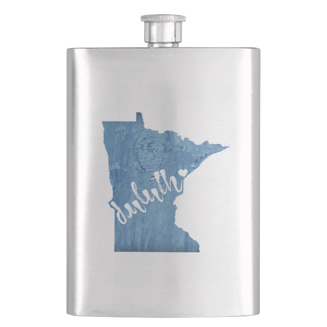 Duluth Minnesota Wood Grain Hip Flask (Front)