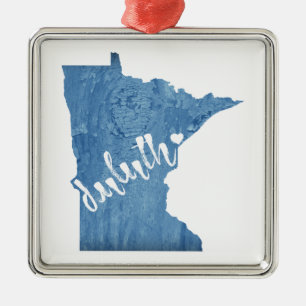 Duluth Minnesota Wood Plaque Metal Tree Decoration