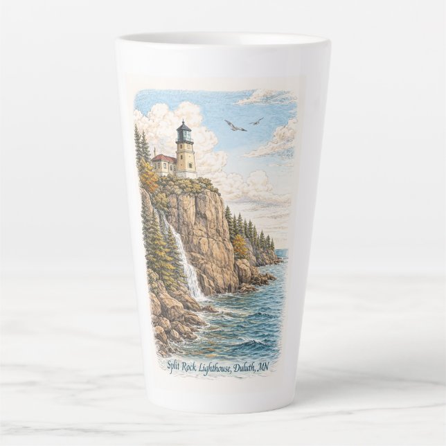 Duluth, MN, Split Rock Lighthouse Latte Mug (Front)