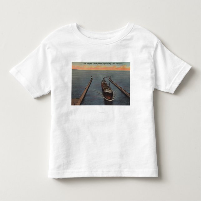 Duluth, MN - View of Freighter Entering Ship Toddler T-Shirt (Front)