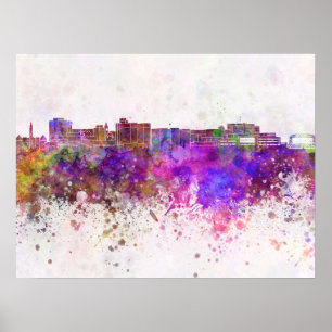 Duluth skyline in watercolor background poster