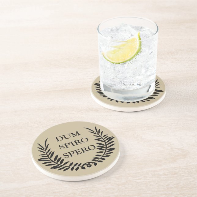 dum spiro spero, latin phrase coaster (Side)