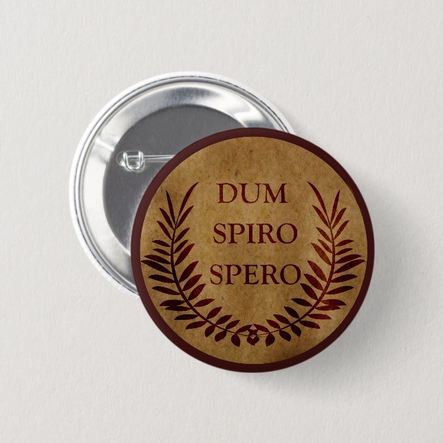 dum spiro spero, latin quotes 6 cm round badge (Front & Back)
