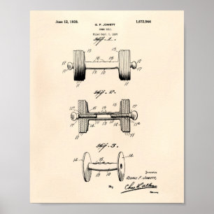 Dumbbell 1928 Patent Art - Old Peper Poster