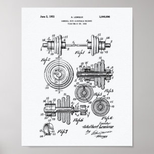 Dumbbell 1953 Patent Art White Paper Poster