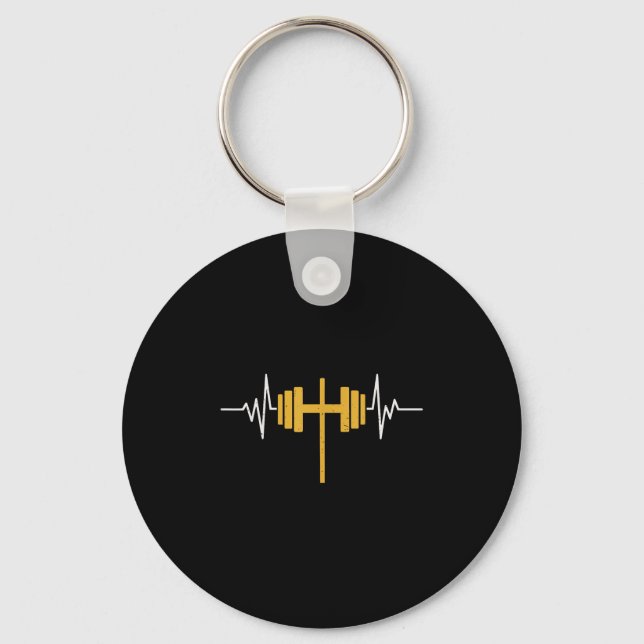 Dumbbell Cross-shirt Funny Christian Workout Gym J Key Ring (Front)