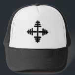 Dumbbell cross trucker hat for fitness enthusiast<br><div class="desc">Dumbbell cross trucker hat for fitness enthusiast. Cool cap for friend,  dad,  husband,  wife,  sister,  mum,  daughter,  weightlifter,  personal trainer,  fitness guru,  body builder,  bodybuilder,  health club,  sports coach,  trainer,  instructor,  dietician,  aerobic class,  weight loss club,  son,  brother,  gym lad etc.
Black and white logo design.</div>