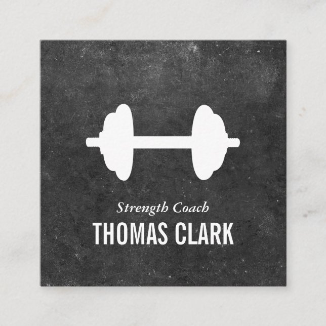 Dumbbell | Personal Trainer (slate) Square Business Card (Front)