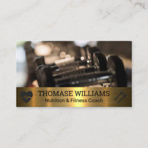 Dumbbells   Fitness   Metallic Business Card