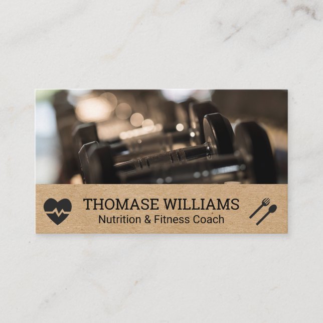 Dumbbells in the Gym | Fitness Business Card (Front)