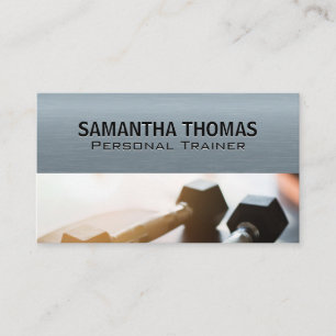 Dumbbells Metallic Texture Business Card