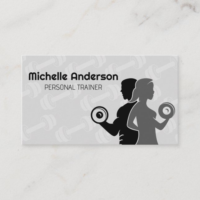 Dumbbells | People Working Out Business Card (Front)