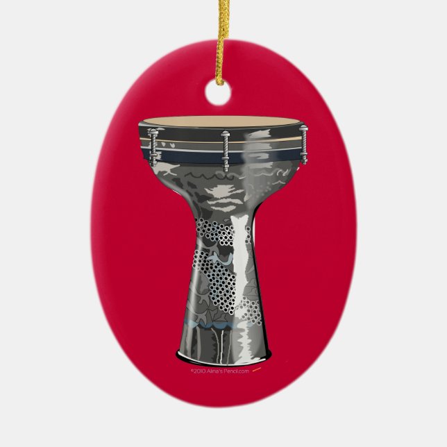 Dumbek Doumbek Darbuka Darabuka Drum  Custom Ceramic Tree Decoration (Front)