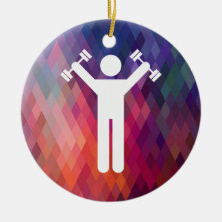 Dumbell Exercises Sign Ceramic Tree Decoration