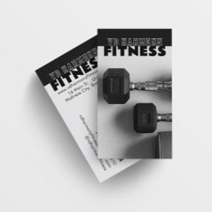 Dumbells Fitness Black White Business Card