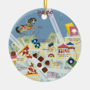 Dumbo Brooklyn New York Map Customizable Two-sided Ceramic Tree Decoration