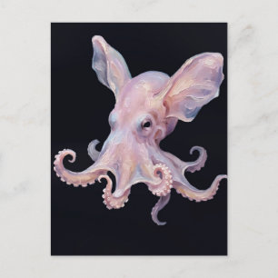 Dumbo Octopus — Deep Sea Impasto Oil Painting Art Holiday Postcard