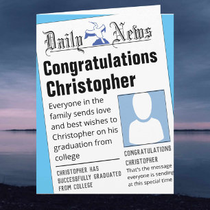Dummy Newspaper Headlines Graduation Card