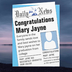 Dummy Newspaper Headlines Graduation Card