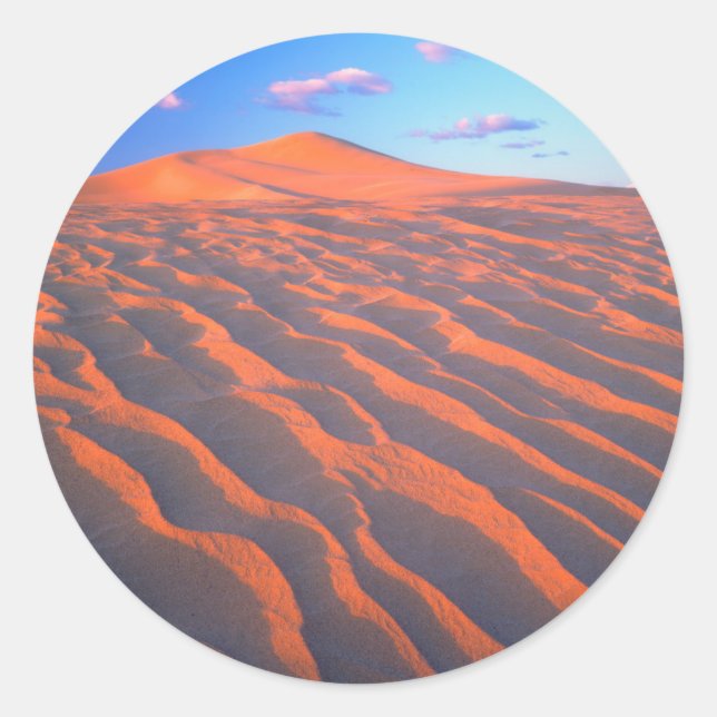Dumont Dunes, Sand Dunes and Clouds Classic Round Sticker (Front)