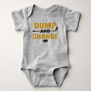 Dump and Change Hockey Baby Black and Gold Sticks Bodysuit