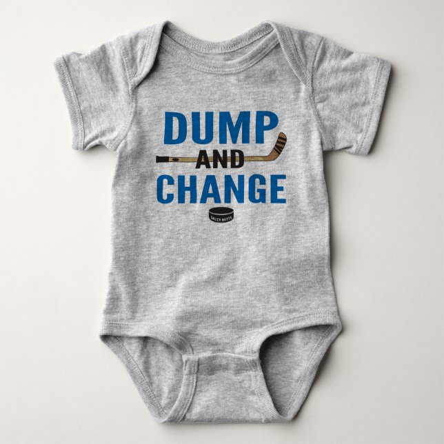 Dump and Change Hockey Baby Bodysuit Royal Blue (Front)