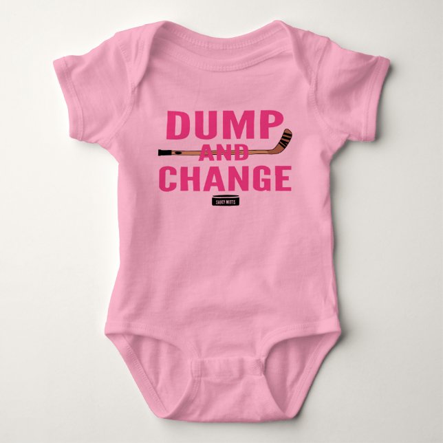 Dump and Change Hockey Baby Girl Pink Tutu Bodysuit (Front)