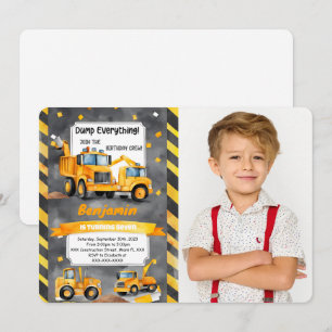 Dump Every Thing it's Construction Birthday Photo Invitation