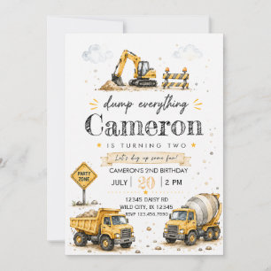 Dump Everything Construction Birthday Invitation