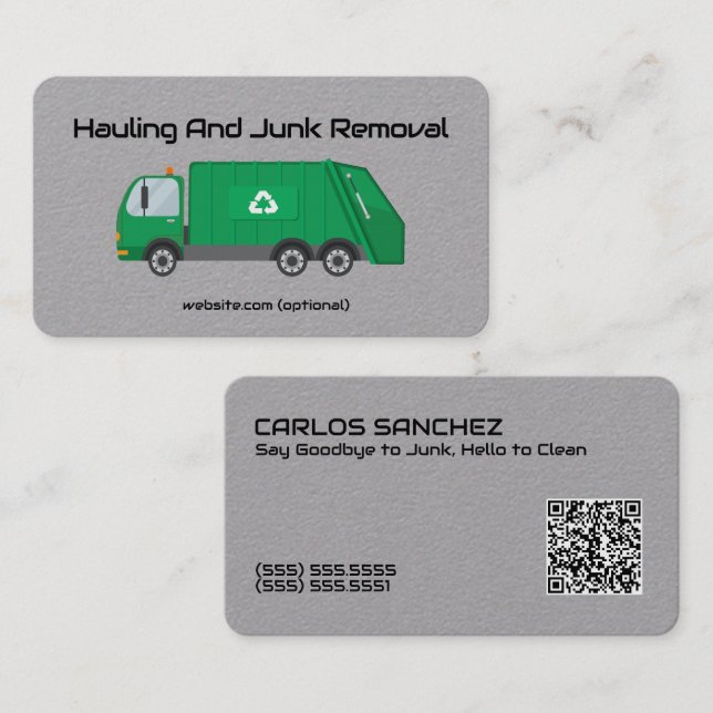 Dump Trailer Hauling And Junk Removal QR Business Card (Front/Back)
