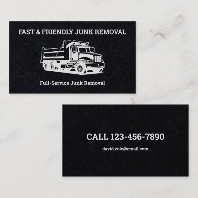 Dump Trailer Junk Removal Business Card (Front/Back)