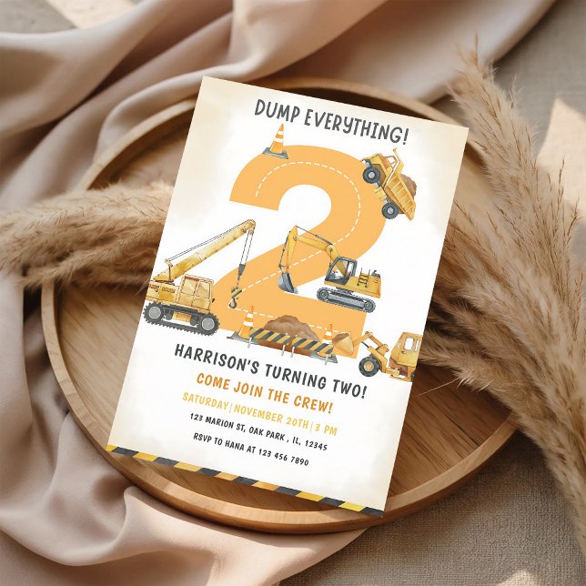Dump Truck 2nd Birthday Invitation (Creator Uploaded)
