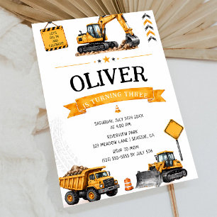 Dump Truck 3rd Birthday Invitation