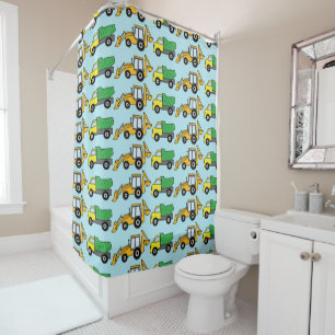 Dump Truck and Backhoe Pattern Shower Curtain