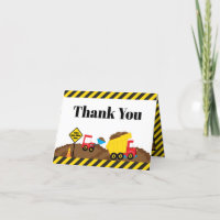 Dump Truck and Digger Birthday Thank You