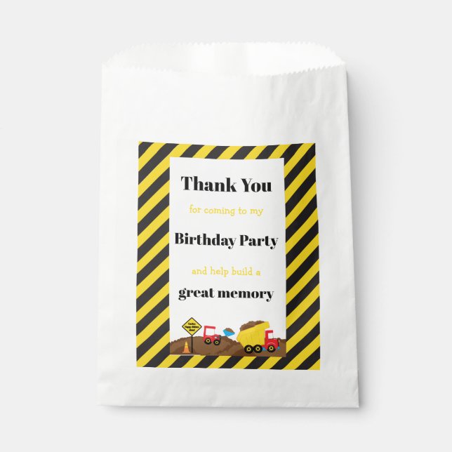 Dump Truck and Digger Favour Bags (Front)