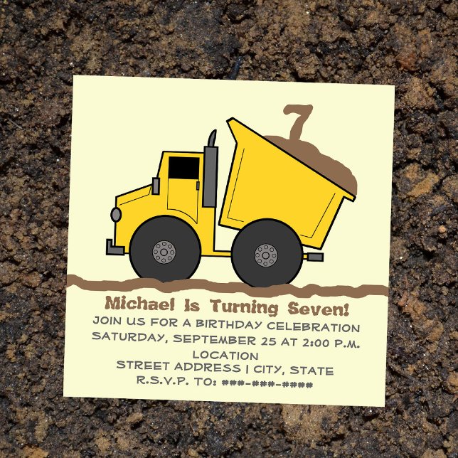 Dump Truck Birthday Invitation (Creator Uploaded)