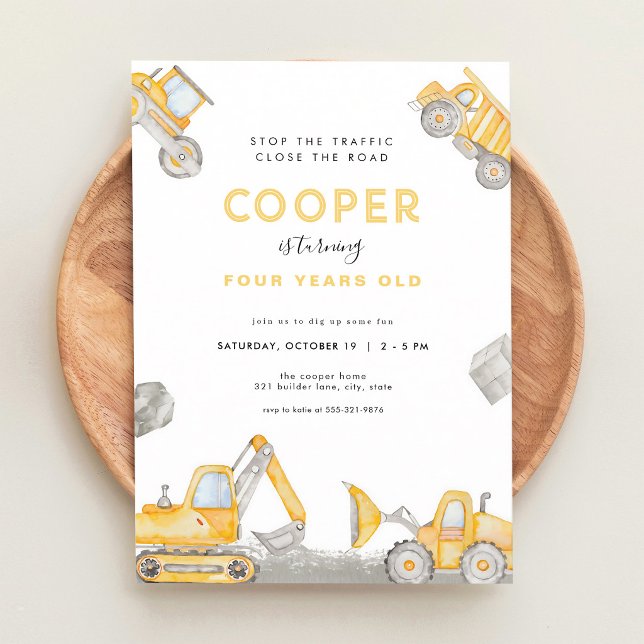 Dump Truck Boy Construction Birthday Invitation (Creator Uploaded)