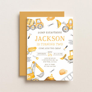 Dump Truck Construction 3rd Birthday Invitation