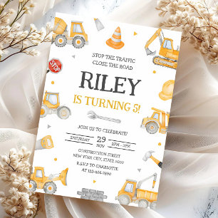 Dump Truck Construction 3rd Birthday Invitation
