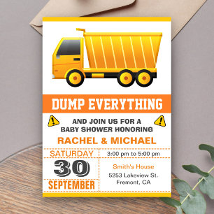 Dump Truck Construction Baby Shower Invitation