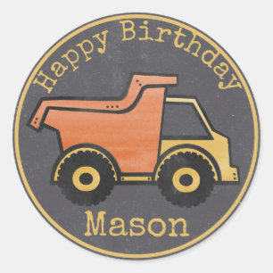 Dump Truck Construction Birthday Classic Round Sticker