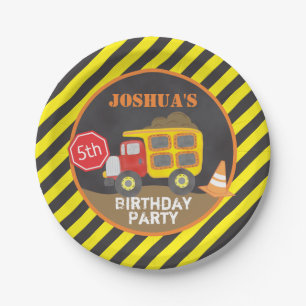Dump Truck Construction Birthday Party Paper Plate