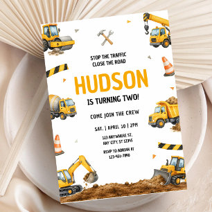 Dump Truck Construction Boy 3rd Birthday Invitation