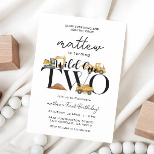 Dump Truck Construction Boy Birthday Invitation