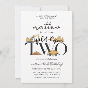 Dump Truck Construction Boy Birthday Invitation