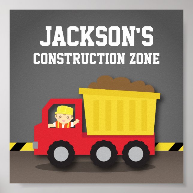Dump Truck Construction Builder Boys Room Decor (Front)