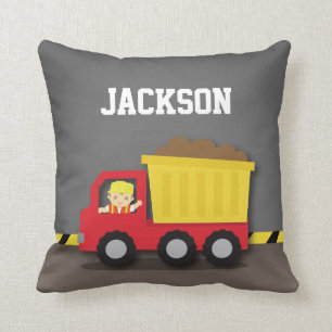 Dump Truck Construction Builder Boys Room Decor Cushion