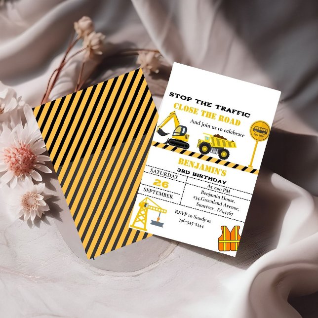 Dump truck construction theme birthday invitation (Creator Uploaded)