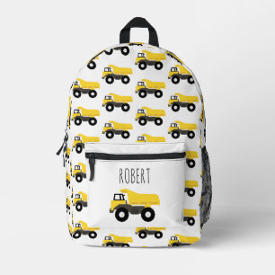 Dump Truck Construction Trucks Custom Name Printed Backpack
